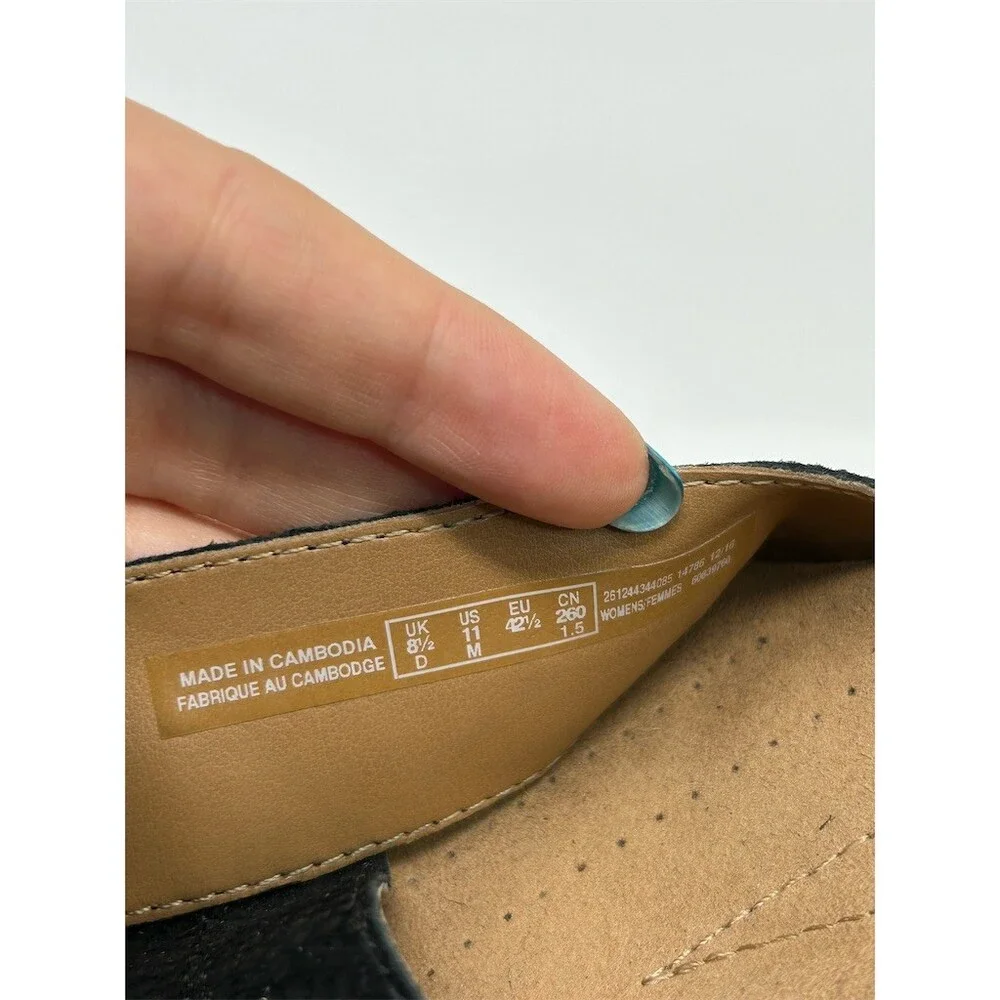 Clarks Womens Cork Wedge Sandals Black Crisscross Strappy Ankle Buckle Size 11